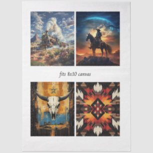 Papel De Seda Desenhos de Decoupage Western & Tribal em Tela 8x1