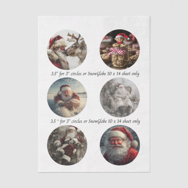 Papel De Seda Desenhos de Natal para Globo de Neve 3,5" (Frente )