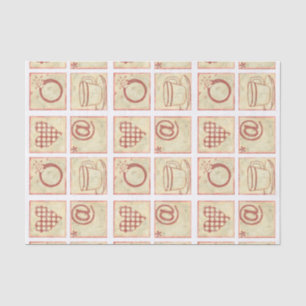 Papel De Seda Desenhos do bloco de madeira do coração e do ane