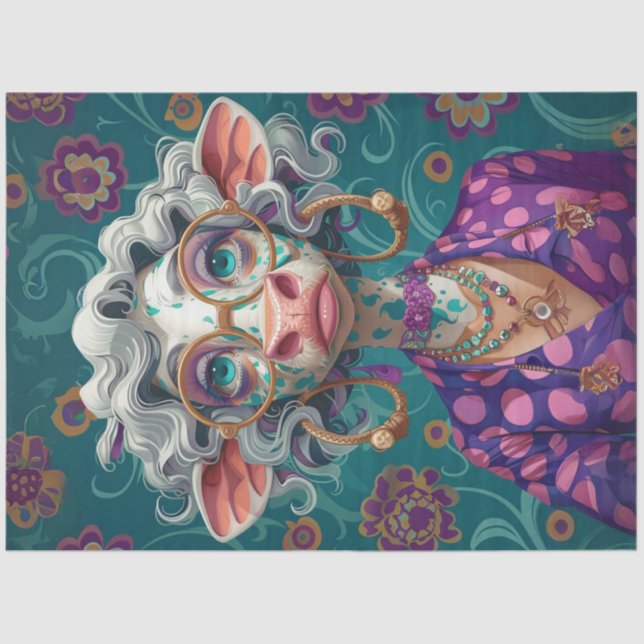 Papel De Seda Desentupimento do Cartunista Branco Lady Cow Bella (Frente )