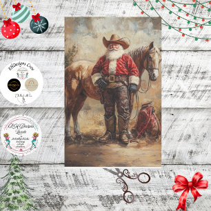 Papel De Seda Desentupindo Cowboy Papai Noel E Saco De Presente