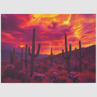 Papel De Seda Desert Cactus Sunset Lightning Dramatic Southwest