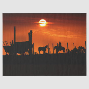 Papel De Seda Deserto de Cowboy Ocidental Sunset 14 Decoupage