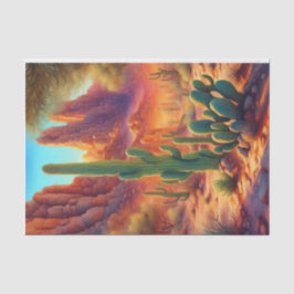 Papel De Seda Deserto Sunny Cactus Cliff - Descoberta Paisagem