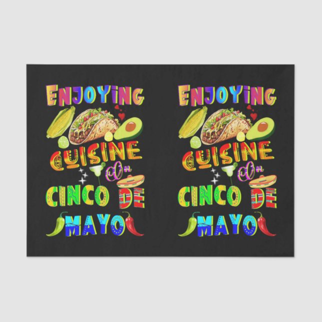 Papel De Seda Desfrutando Da Cuisine Em Cinco De Mayo (Frente )