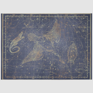 Papel De Seda Design 10 da Série Star Map Dourada