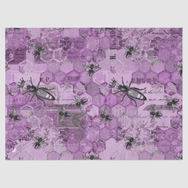 Papel De Seda Design 11 da Série Abelhas Roxas (Frente )