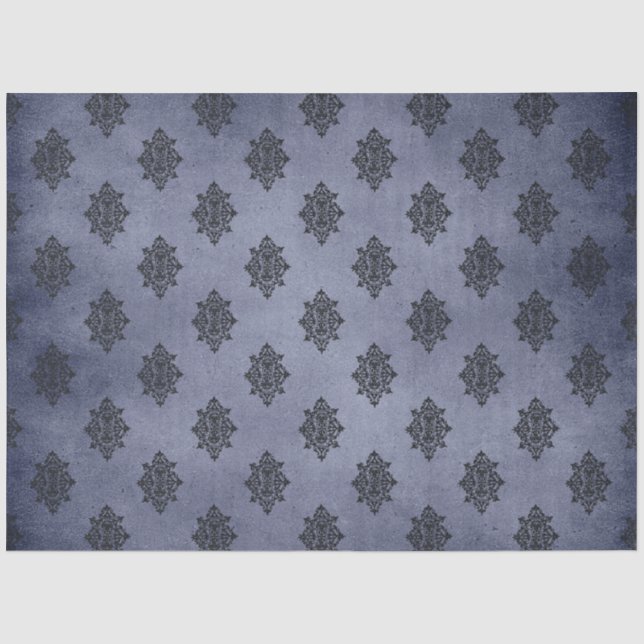 Papel De Seda Design 12 da Série Damasco Azul Gótico (Frente )