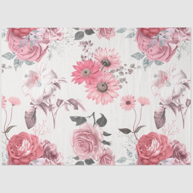 Papel De Seda Design 12 da Série Floral Rosa (Frente )