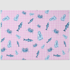 Papel De Seda Design 12 da Série Náutica Rosa e Azul