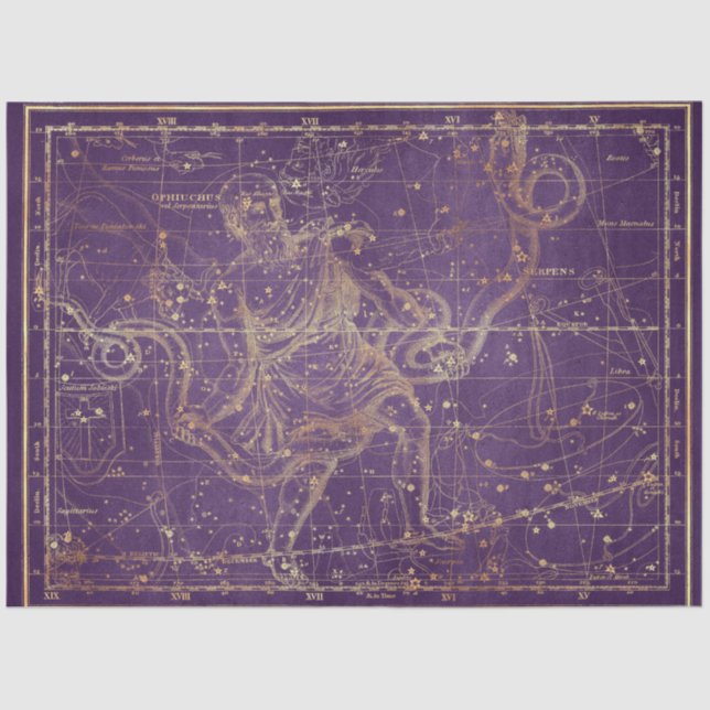 Papel De Seda Design 12 da Série Star Map Dourada (Frente )