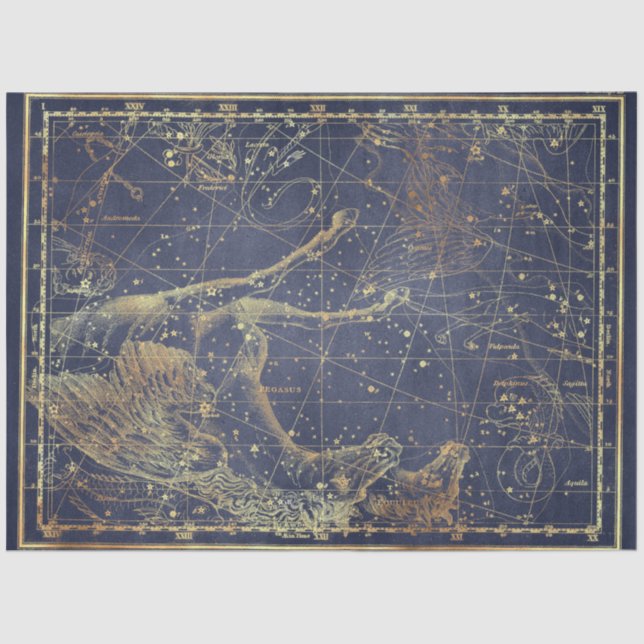 Papel De Seda Design 13 do Dourado Star Map Series (Frente )