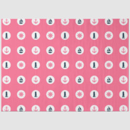 Papel De Seda Design 15 da Série Náutica Rosa e Marinho