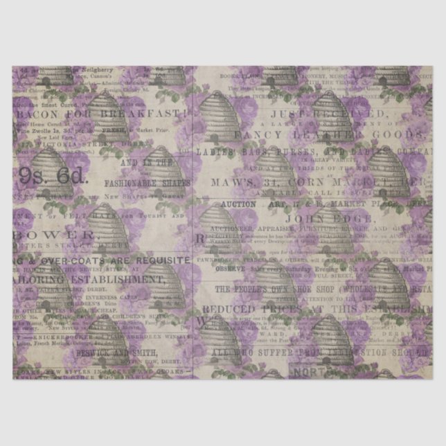 Papel De Seda Design 16 da Série Abelhas Roxas (Frente )