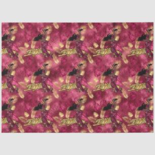 Papel De Seda Design 16 da Série Burgundy e Tigre Dourado