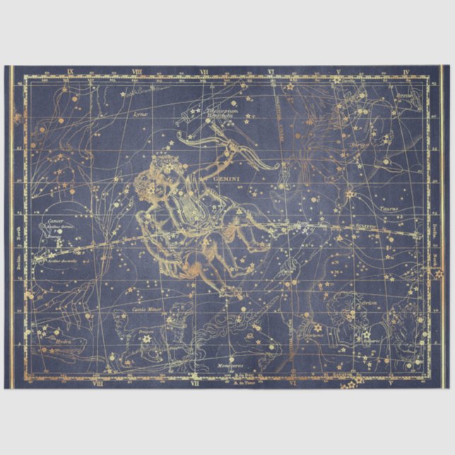 Papel De Seda Design 16 do Dourado Star Map Series (Frente )