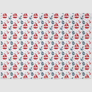 Papel De Seda Design 1 da Série Náutica Vermelha e Marinho