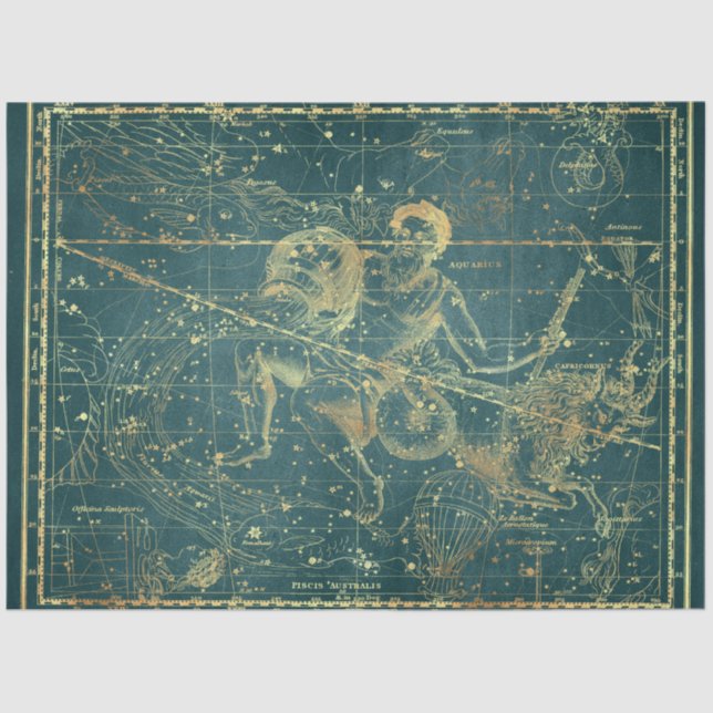 Papel De Seda Design 20 da Série Star Map Dourada (Frente )