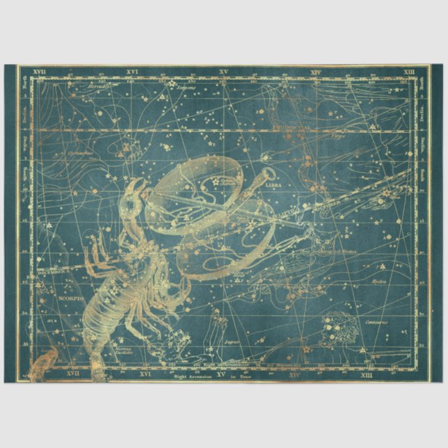 Papel De Seda Design 23 do Dourado Star Map Series (Frente )