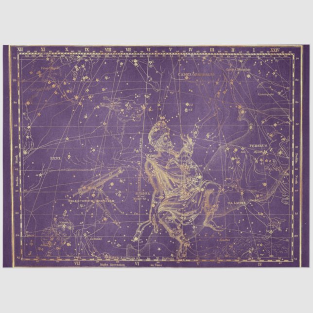Papel De Seda Design 25 do Dourado Star Map Series (Frente )