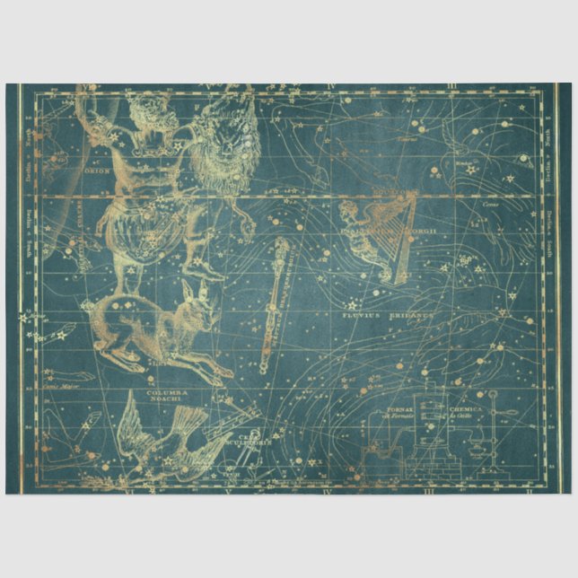 Papel De Seda Design 26 do Dourado Star Map Series (Frente )
