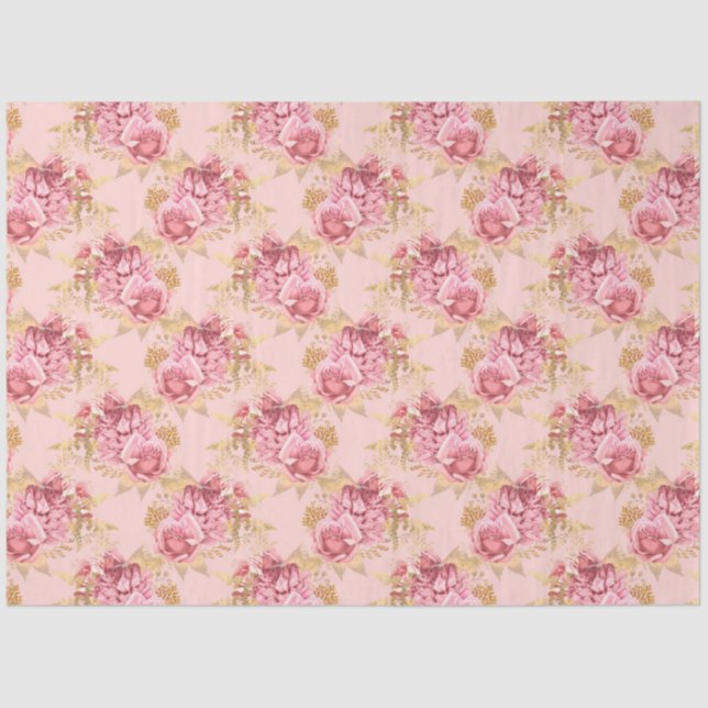 Papel De Seda Design 3 da série rosa e Dourada (Frente )