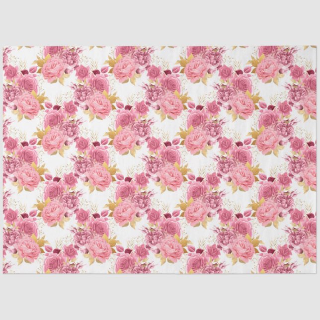 Papel De Seda Design 5 da série rosa e Dourada (Frente )