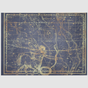 Papel De Seda Design 6 da Série Star Map Dourada