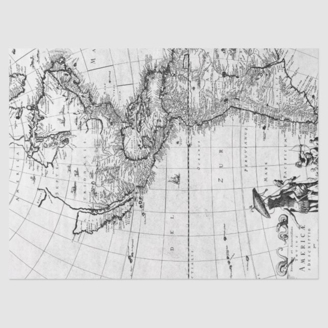 Papel De Seda Design 7 da série Black and White Digital Map (Frente )