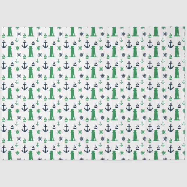 Papel De Seda Design 7 da Série Náutica Verde e Marinho (Frente )