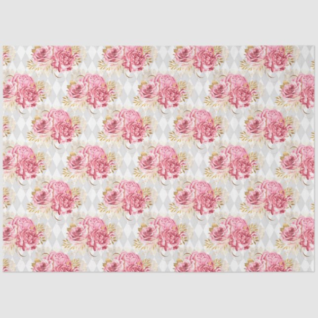 Papel De Seda Design 7 da série rosa e Dourada (Frente )