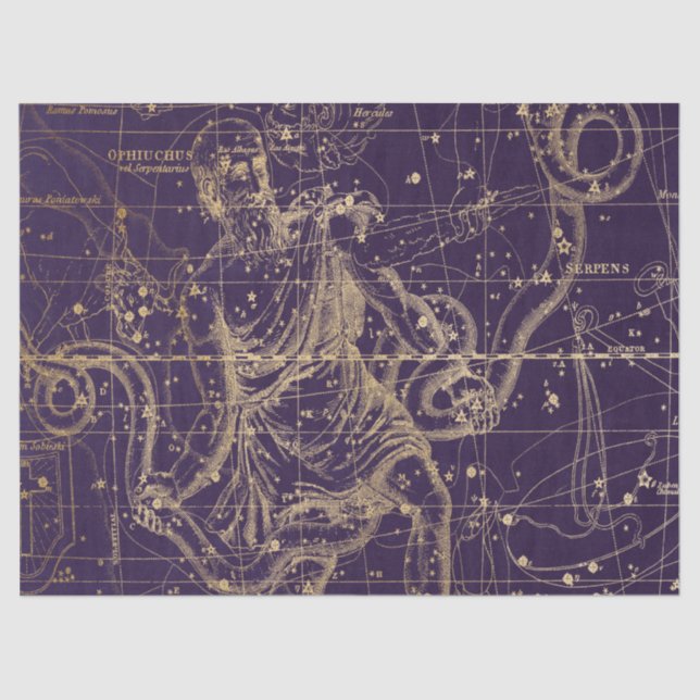 Papel De Seda Design 9 da Série Galaxy Star Map Dourada (Frente )