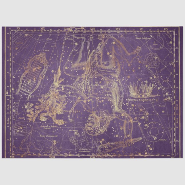 Papel De Seda Design 9 da Série Star Map Dourada (Frente )