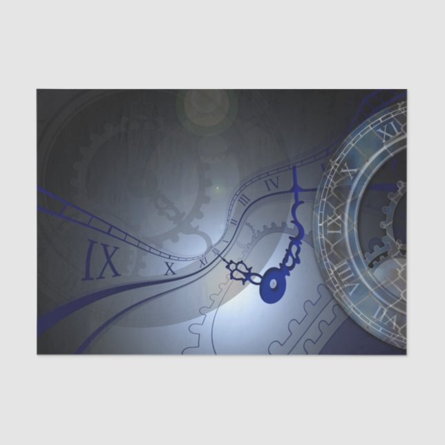 Papel De Seda Design abstrato Blue Clock (Frente )