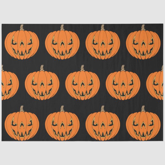 Papel De Seda Design Assustador de Jack-o'-Lantern de Halloween (Frente )