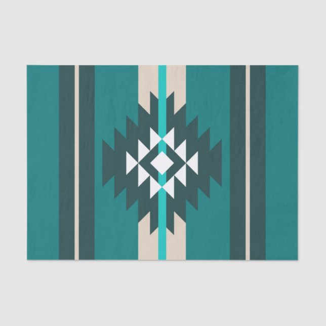 Papel De Seda Design asteca de cor turquesa (Frente )