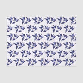 Papel De Seda Design azul clássico do pássaro do salgueiro