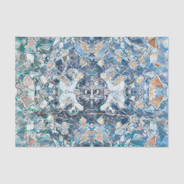 Papel De Seda Design Azul Tan Nativo Americano Tribal (Frente )