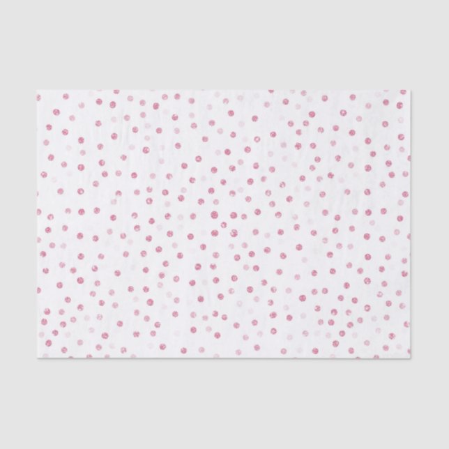 Papel De Seda Design Branco Confetti de Pontos Dourados, Rosa (Frente )