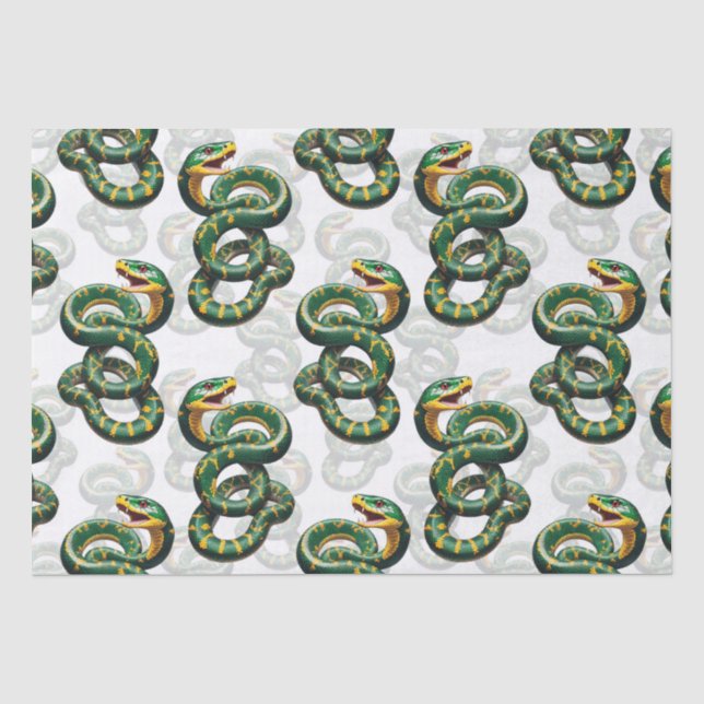 Papel De Seda Design Cobra de padrão de fundo branco (Frente )