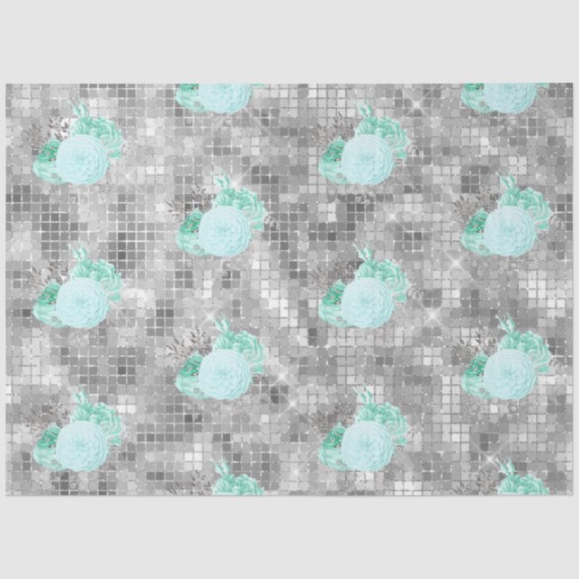 Papel De Seda Design da Série Aqua e Prata 8 (Frente )