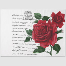 Papel De Seda Design da Série Escrita Francesa e Rosa Vermelha 1