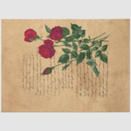 Papel De Seda Design da Série Escrita Francesa e Rosa Vermelha 2
