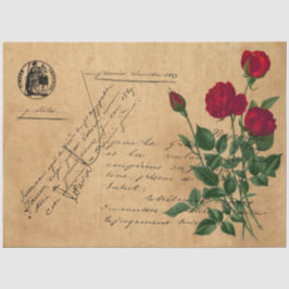 Papel De Seda Design da Série Escrita Francesa e Rosa Vermelha 6