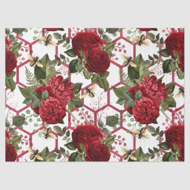 Papel De Seda Design da série Rosa vermelha Bee 49 (Frente )