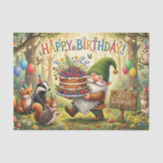 Papel De Seda Design de Aniversário de Gnome de Jardim da Flores
