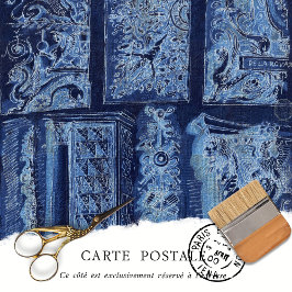 Papel De Seda Design de Arquitetura Ornamental Azul-Vintage