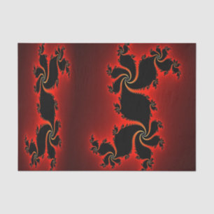Papel De Seda Design de Arte do Dragão Fractal Vermelho Profundo