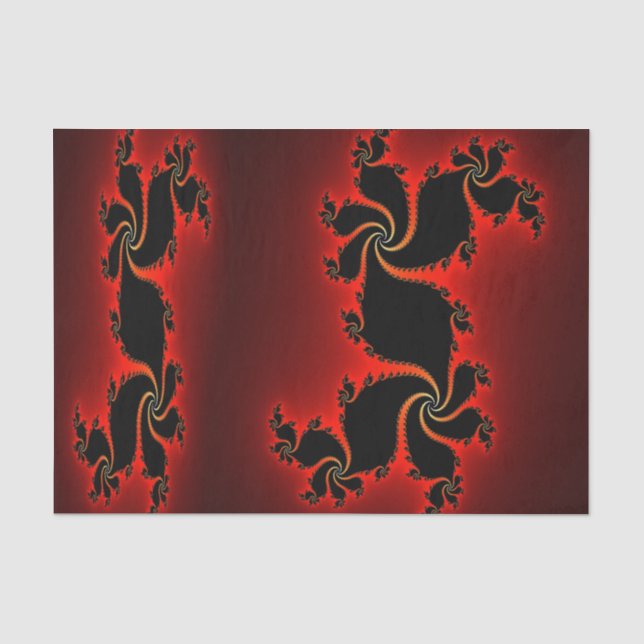Papel De Seda Design de Arte do Dragão Fractal Vermelho Profundo (Frente )