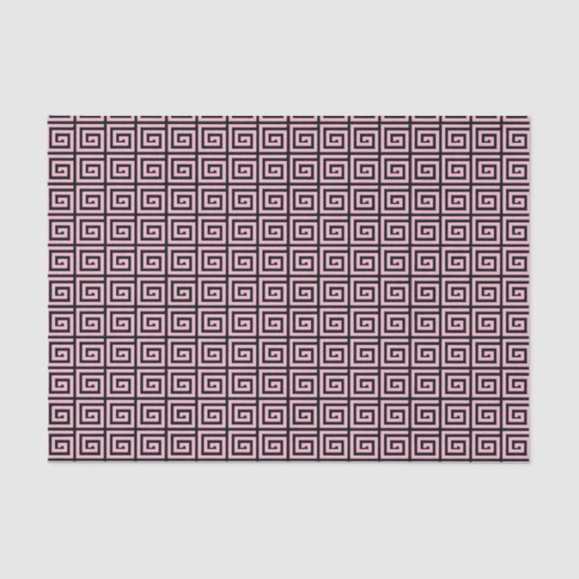 Papel De Seda Design de chave grega - rosa e preto (Frente )